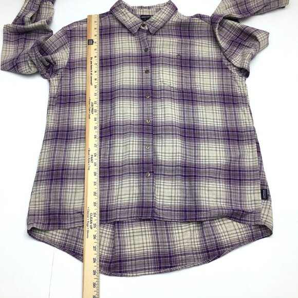 Patagonia Women's Purple Plaid Shirt Driving Song Button Up Back Pleat Small - Picture 5 of 10